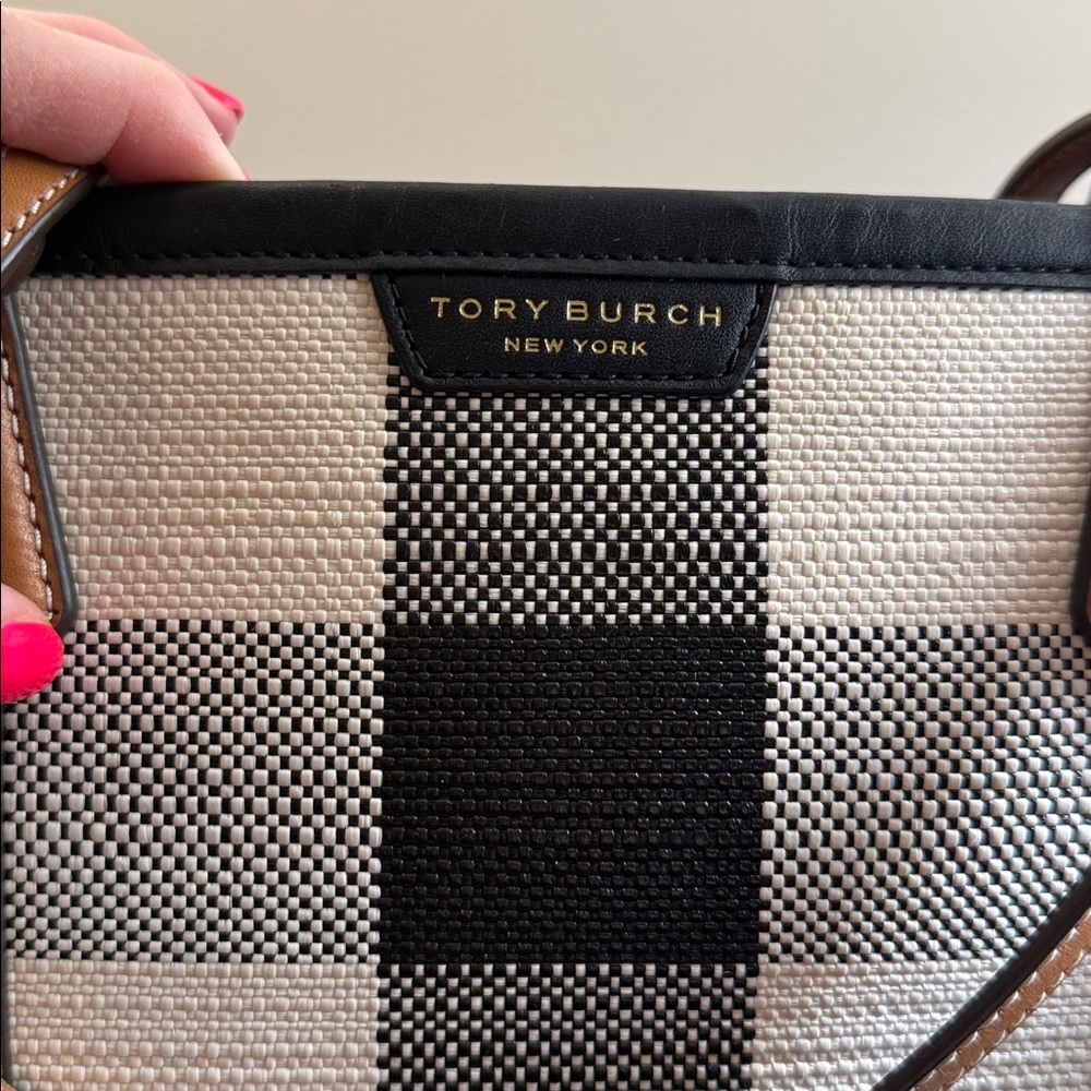 Tory Burch Perry Gingham Triple-Compartment Tote - Picture 3 of 9